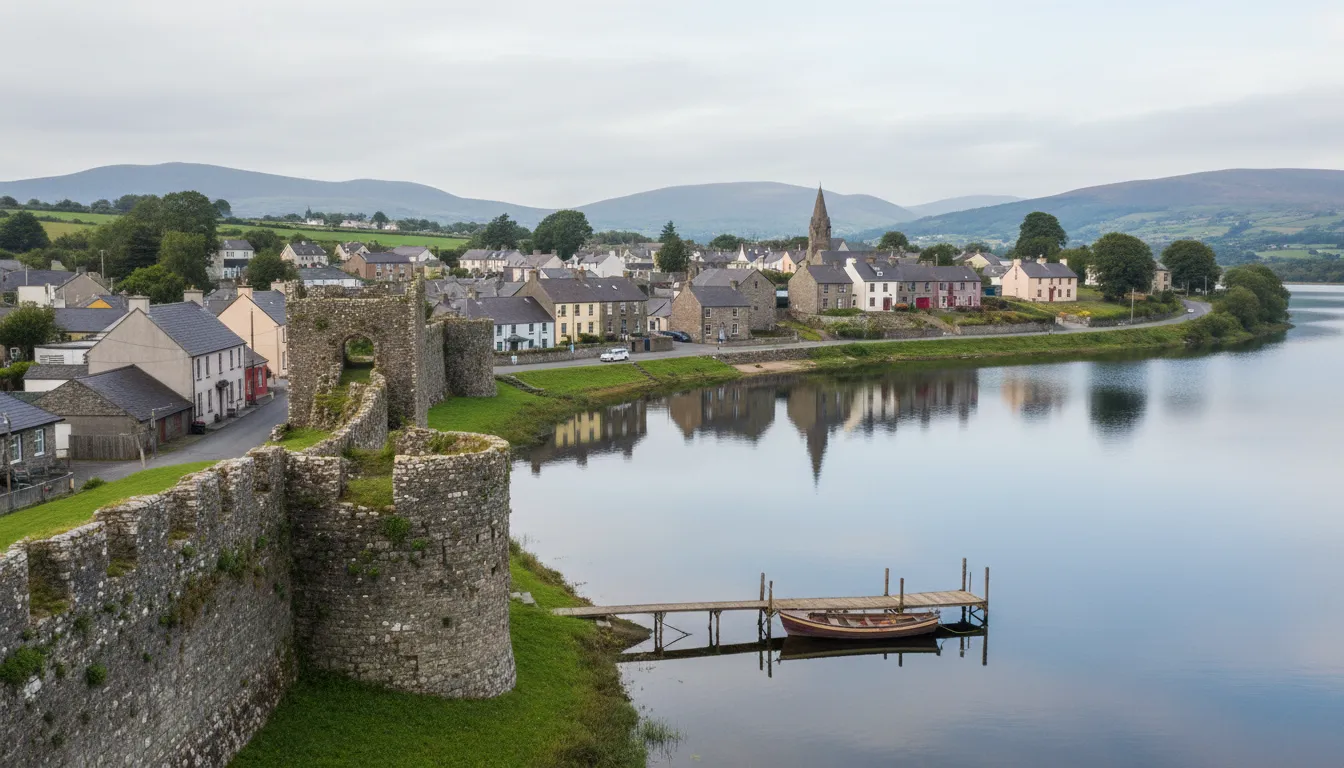 Loughrea medieval market town on Lough Rea lake
